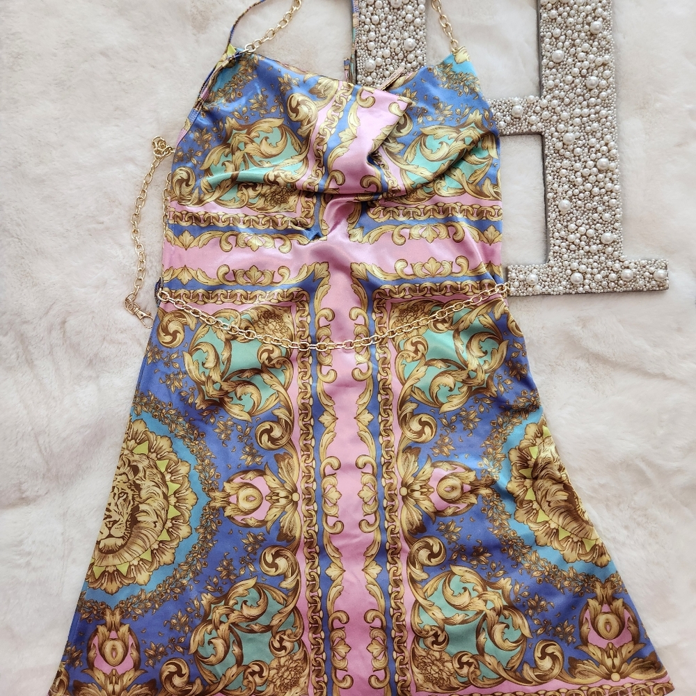 Satin Dress Multi Color